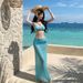 Women's Three Piece Bikini Swimsuit Set Sexy Island Beach Vacation Long Gauze Skirt Beach Photos Ready_ecoleips.com
