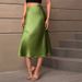 Women's Clothing Elegant Satin Midi Skirt For Women Autumn Fashion Polyester Mid-Length A-Line Skirt_ecoleips.com