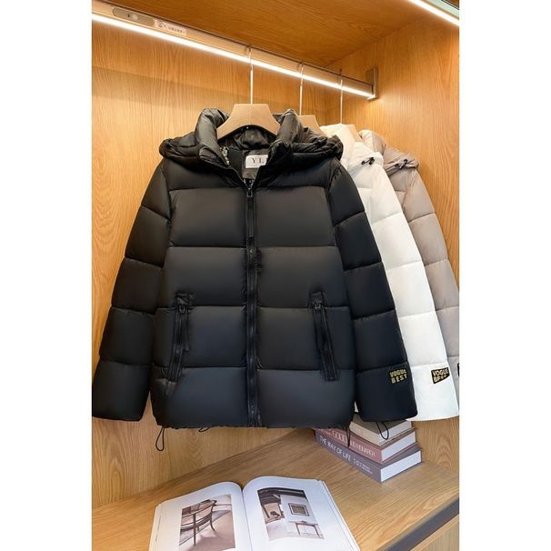 Black & Gold Quilted Short Puffer Jacket – Korean Loose Fit Winter Coat For Women (White/Black/Khaki)_ecoleips.com