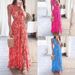 Voya Women's Sexy Deep V-neck Open Waist Printed Dress With Long Skirt And Back Strap_ecoleips.com