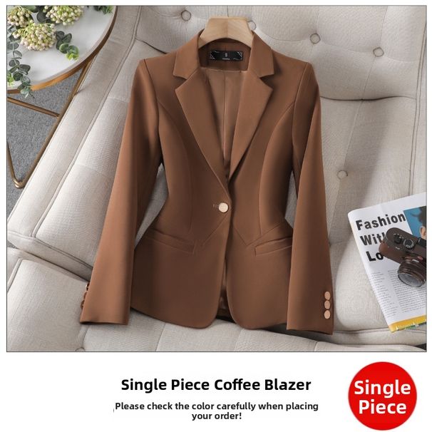 Casual Women's Blazer Korean Style Long Sleeve Professional Suit Jacket For Commuting And Workplace Autumn Winter_ecoleips.com