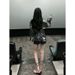 2025 Summer New High-End Gray Glossy Shirt Black Turn Silver Sequin Skirt Set Two-Piece Women_ecoleips.com