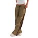 Winter Beige Relaxed Fit Harem Pants With Contrast Drawstring & Side Stripes - Streetwear Wide Leg Casual Trousers For Women_ecoleips.com