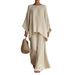 Women's Clothing Elegant Wide Leg Pants Set Solid Color Shirt Loose Fit American Fashion For Spring/Autumn/Summer_ecoleips.com