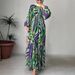 Women's Clothing Round Neck Personalized Printing With Belt Long Elegant Dress_ecoleips.com