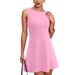 2025 New Solid Color Spicy Girl Short Sleeveless Skirt High-End Round Neck Women's Dress_ecoleips.com