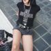 Women's Casual Oversized T-Shirt Asian Cross Print Copper Foil Short Sleeve Comfortable Loose Fit Street Style Top_ecoleips.com