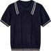 Women's Knit Sweater Summer New Fashion College Style Color Block Pullover Top_ecoleips.com