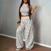 Retro Animal Print Halter Neck Cami With Wide-Leg Pants Set, Comfortable Loungewear For Women, Two-Piece Outfit For Casual Style_ecoleips.com