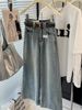Retro Light Blue Cropped Jeans for Women Loose Straight Leg Slim Fit Wide Leg Style Suitable for Petite Women_ecoleips.com