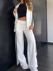 Women's Clothing Casual Lapel Suit Wide Leg Pants Two Piece Set_ecoleips.com