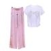 Women's Clothing Fashionable And Stylish Age Reducing And Slimming Short Sleeved Wide Leg Pants, Two Piece Suit_ecoleips.com