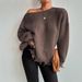 Women's Clothing Women's Autumn And Winter Solid Color Round Neck Design Hole Loose Large Size Knitted Sweater_ecoleips.com