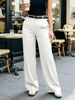 Women's High Quality Drape Straight Leg Pants With Belt Versatile Solid Color Casual Suit Long Pants_ecoleips.com
