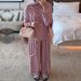 Loriya Dubai-Inspired 3-Piece Luxury Lounge Set – Elegant Solid Color Maxi Dress With Princess Sleeves (M-L)_ecoleips.com