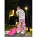 Pink Realtree Camo Cargo Joggers, Baggy Wide Leg Trousers With Drawstring, Streetwear Pants For Men/Women_ecoleips.com