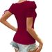 Voya Women's Square Neck Short Sleeved Burgundy T-shirt With Sweet Summer Style And Fashionable Slim Fit Short Top For Women_ecoleips.com