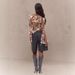 Women's Floral Print Off-Shoulder Top Long Sleeve Slit Flared European American Style Spring New Irregular Top_ecoleips.com
