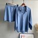 Women's Clothing Cotton And Linen Solid Color Shirt Two Piece Shorts New Fashion Women's Suit_ecoleips.com