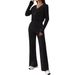 Women's Autumn Casual Straight-Leg Pants V-Neck Haier Roll Wash And Dry Set_ecoleips.com