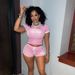 Women’s Clothing New R Fashion Slim Sexy Letter Printing Elastic Sports Style Short Sleeved Lace Up Shorts Suit For Women_ecoleips.com