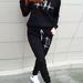 Women's Autumn And Winter Fashionable Casual Electrocardiogram Heart Pattern Printed Thick And Plush Warm Hooded Sweatshirt+sports Pants Set-811_ecoleips.com