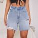 Distressed Denim Shorts For Women - Vintage Style Destroyed Denim Shorts With Raw Hem_ecoleips.com