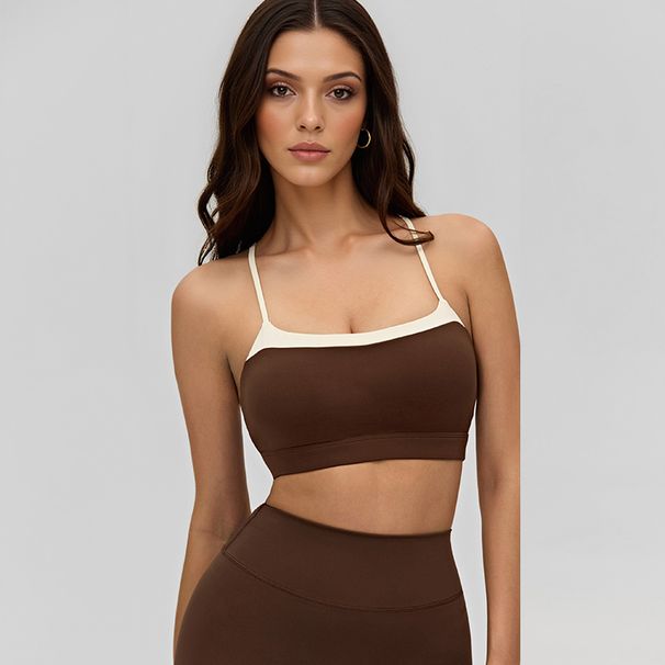 Contrast Crisscross Back Yoga Cami_ecoleips.com