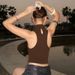 Women's European American Style Halter Neck Sleeveless Vest Fashionable Unique 2025 Summer New Arrivals Thin Polyester Tank Top_ecoleips.com