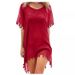Women’s Clothing Summer Women's Clothing Round Neck Chiffon Tassel Dress Large Size Loose Beach Blouse_ecoleips.com