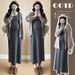 Autumn New Korean Fashion Lace Patchwork Shirt Two-Piece Maternity Dress_ecoleips.com