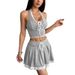 Women's Clothing Casual Sportswear Suits Summer Lace Lace Short Skirt Women's Clothing Halter Neck Sling Two Piece Suit_ecoleips.com