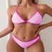 Color Block Halter Neck Bikini Swimsuit For Women Sexy Beach Swimwear American Style Hot Spring_ecoleips.com
