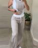 Women's Clothing Contrast Color Stitching Pit Strip Commuter Leisure Suit_ecoleips.com