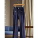 Women's Clothing Small High Waist Slim Pants Copper Sulfate Wear Blue Suit Flared Casual Pants Women Autumn_ecoleips.com