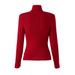 Women's Clothing New Autumn And Winter Bright Red Turtleneck Knitted Top With Wool Slim Fit Elastic Sweater_ecoleips.com