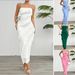 Diyun Women's 2025 Spring/Summer Sexy Bag Hip Solid Color Slimming Skincare Dress_ecoleips.com