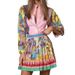 2026 New Spring Women's Clothing European American Cross-Border Fashion Printed Long-Sleeve Shirt Top And Pleated Skirt_ecoleips.com