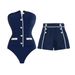 Women's Navy Strapless Swimsuit Shorts - Simple & Stylish Swimwear For Beach & Pool_ecoleips.com