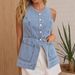 Women's Clothing Women's Summer Fashion Casual Slim Button Cardigan Denim Vest 89128_ecoleips.com
