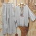 Women's Clothing New Casual Loose Striped Top Solid Color Pocket Pants Suit_ecoleips.com