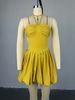 Women's Sweetheart Neckline Backless High Waist A-Line Mini Dress In Yellow_ecoleips.com