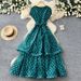 Red French Style Polka Dot Dress round Neck Collarless High Waist Slimming A-Line Skirt Elegant Commute Wear for Women_ecoleips.com