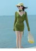 Women's Elegant Goddess Style Swimsuit Long Sleeved Three Piece Bikini Set With Drawstring Mesh Sun Protection High End Feel_ecoleips.com