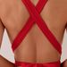Women Red Ribbed One Piece Swimsuit Cross Back Wrap Tie Bow High Cut Cheeky Slimming Beach Monokini_ecoleips.com