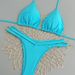 Brazilian Sexy Women's Halter Neck Bikini Triangle Cup Swimwear Studded Shorts Solid Color Tie Up New Style Beachwear_ecoleips.com