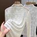 Women's Semi-High Neck Lace Blouse – Spring Sheer Ruffle Top With Flutter Sleeves & Embroidery (White/Beige/Black, XXS-2XL)_ecoleips.com