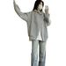Grey Hooded Lapel Sweater Jacket Women's Hooded Autumn And Winter Korean Wear 2026 New Super Fire Autumn And Winter Coat_ecoleips.com