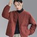 girl Women's Linen Quilted Stand Collar Button Jacket 2025 New Winter Fashion Artistic Personality Short Cotton Coat_ecoleips.com