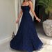 Women Stylish Spaghetti Strap High Waist A‑Line Long Dress Beach Vacation Dating Outfit_ecoleips.com